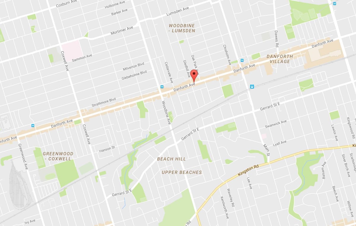 வரைபடத்தை கிழக்கு Danforth அக்கம் ரொறன்ரோ