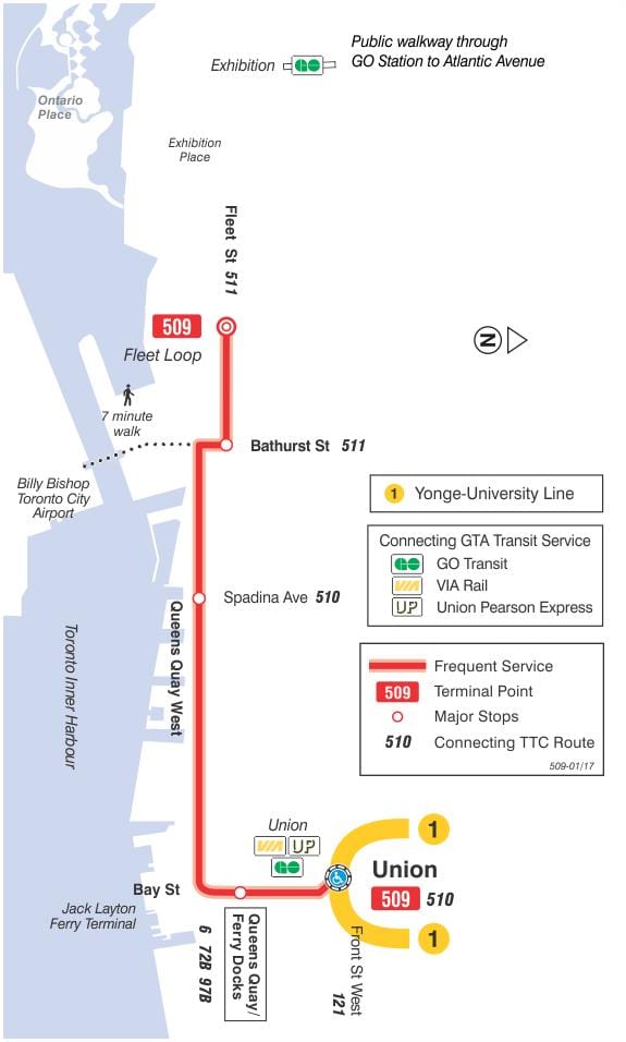 வரைபடம் ட்ராம் வரி 509 Harbourfront
