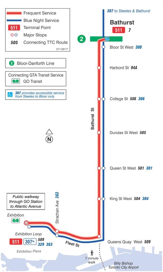 வரைபடம் ட்ராம் வரி 511 Bathurst