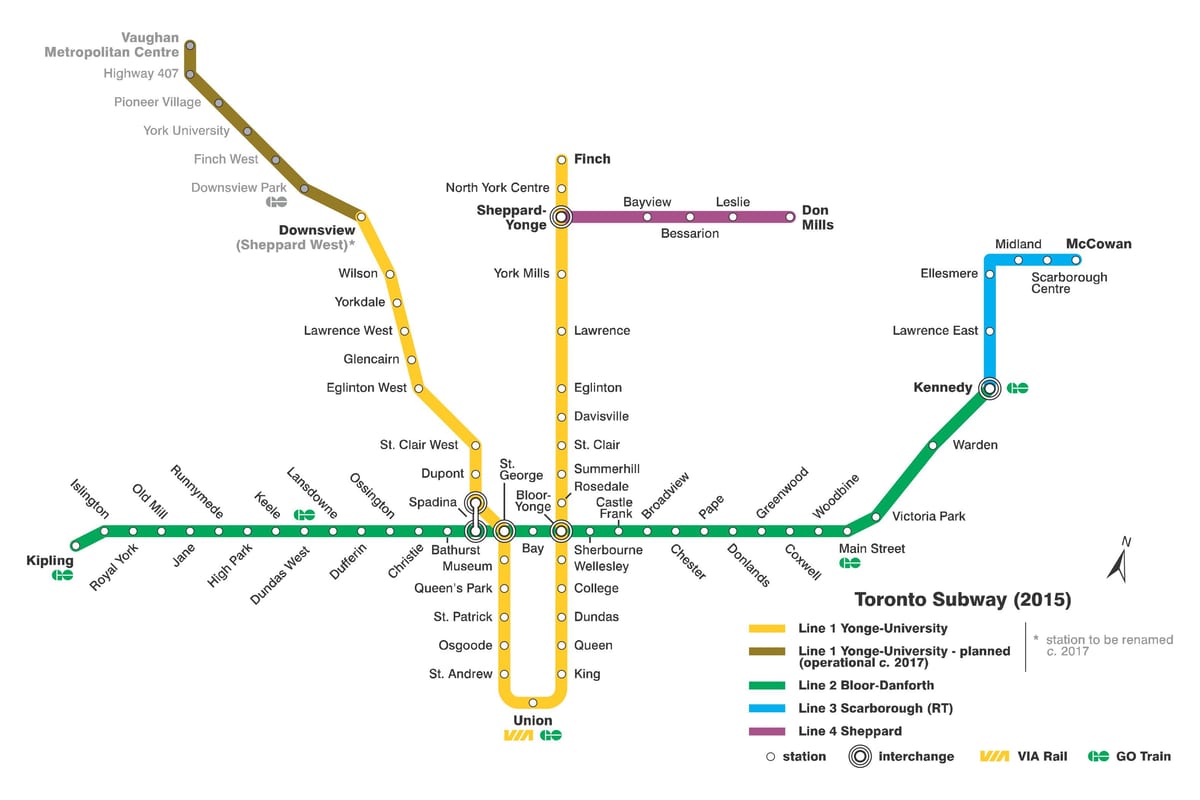 வரைபடம் ரொறன்ரோ சுரங்கப்பாதை