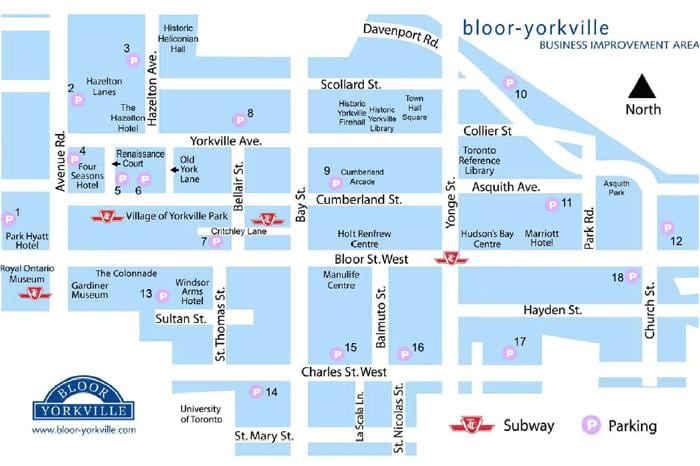 வரைபடம் Bloor Yorkville சுரங்கப்பாதை