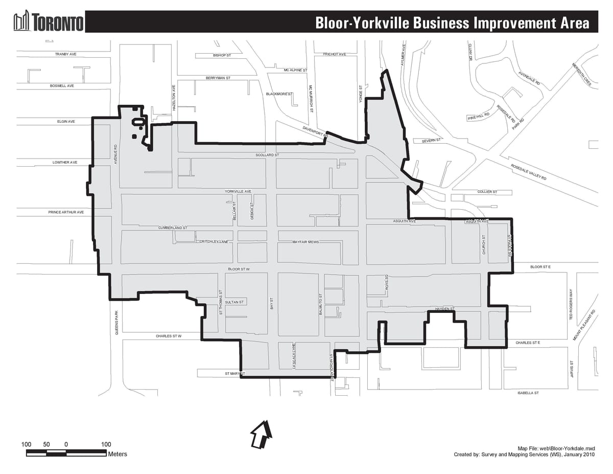 வரைபடம் Bloor Yorkville டொராண்டோ boudary