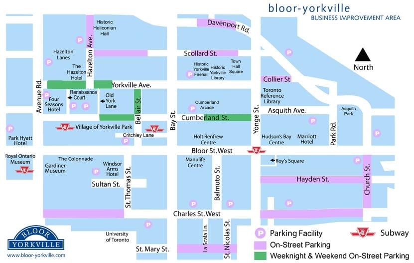 வரைபடம் Bloor Yorkville பார்க்கிங்