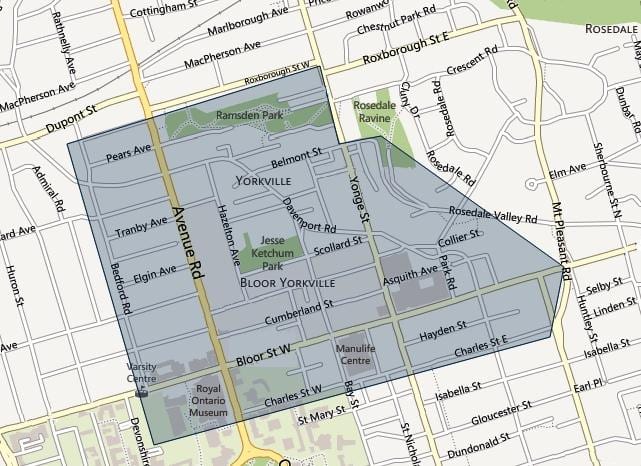 வரைபடம் Bloor Yorkville