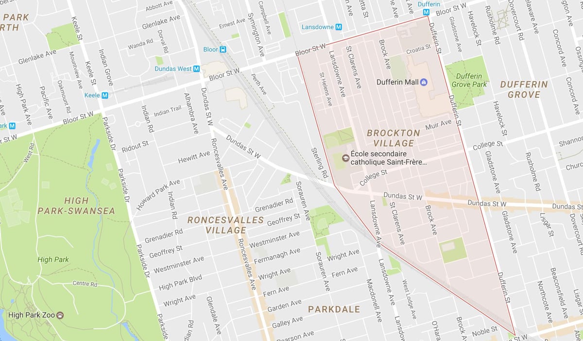 வரைபடம் Brockton Village அக்கம் ரொறன்ரோ