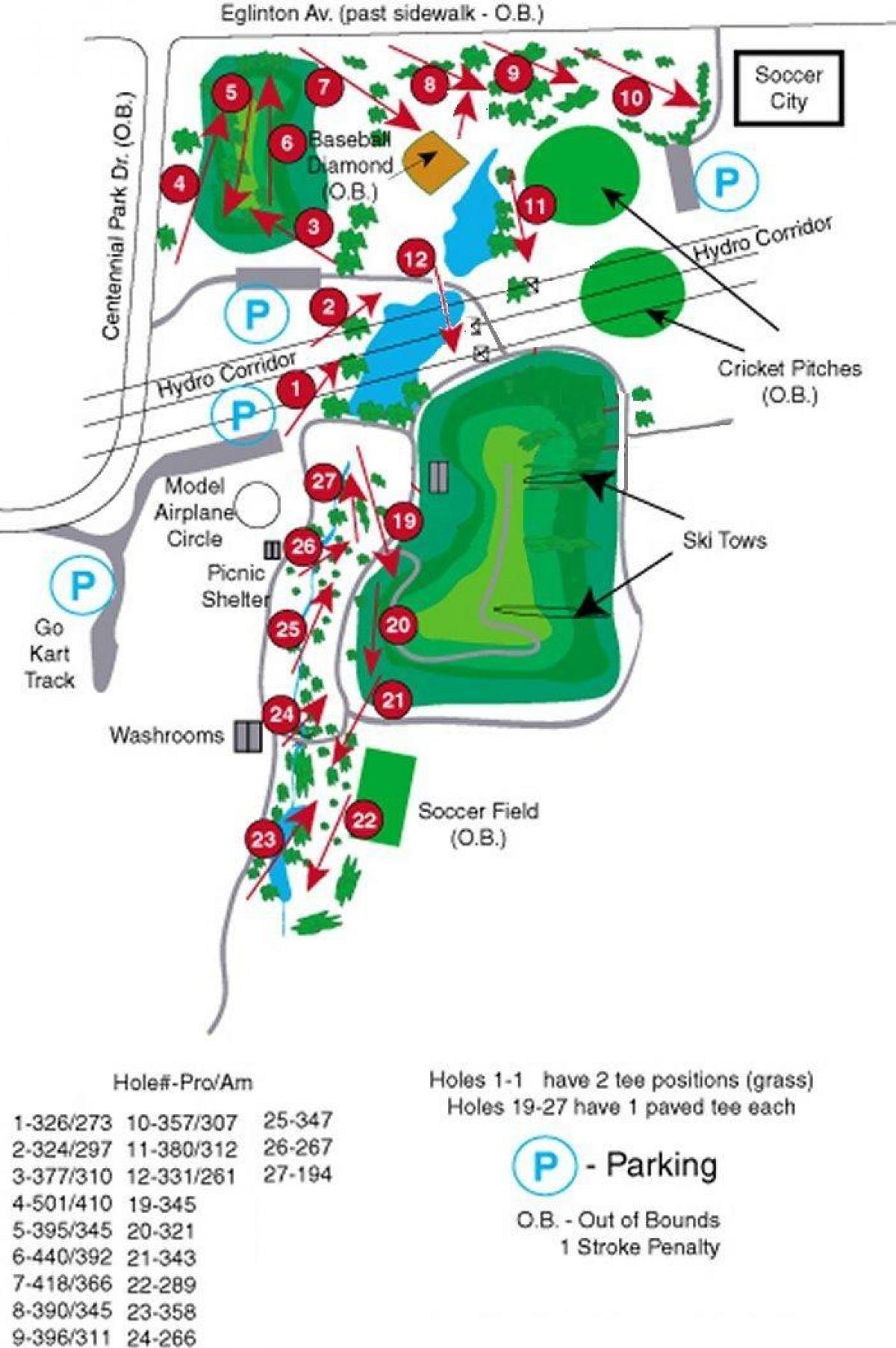 வரைபடம் Centennial Park கோல்ஃப் படிப்புகள் ரொறன்ரோ