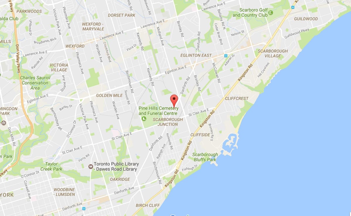 வரைபடம் Danforth road Toronto