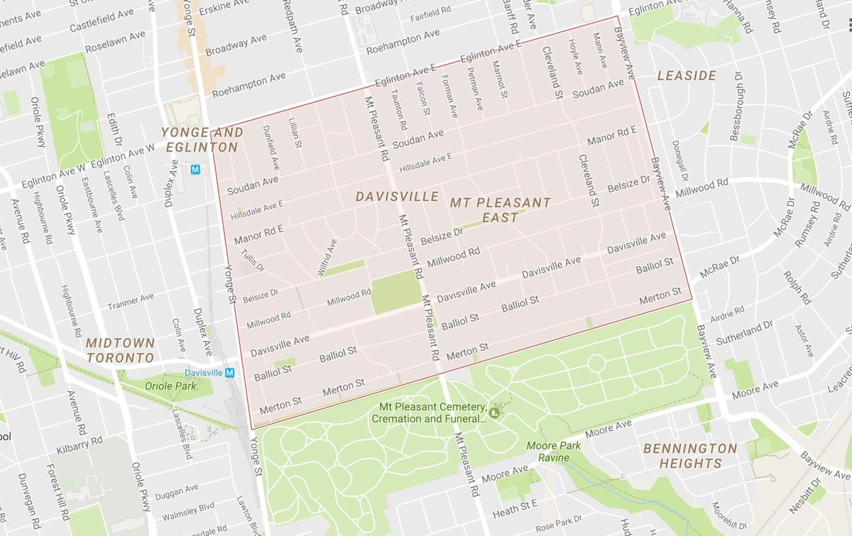 வரைபடம் Davisville கிராமத்தில் அக்கம் ரொறன்ரோ
