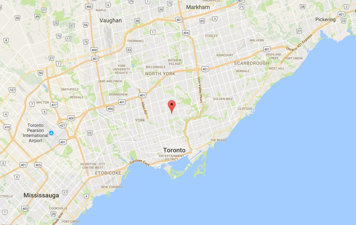 வரைபடம் Davisville கிராமத்தில் மாவட்ட ரொறன்ரோ