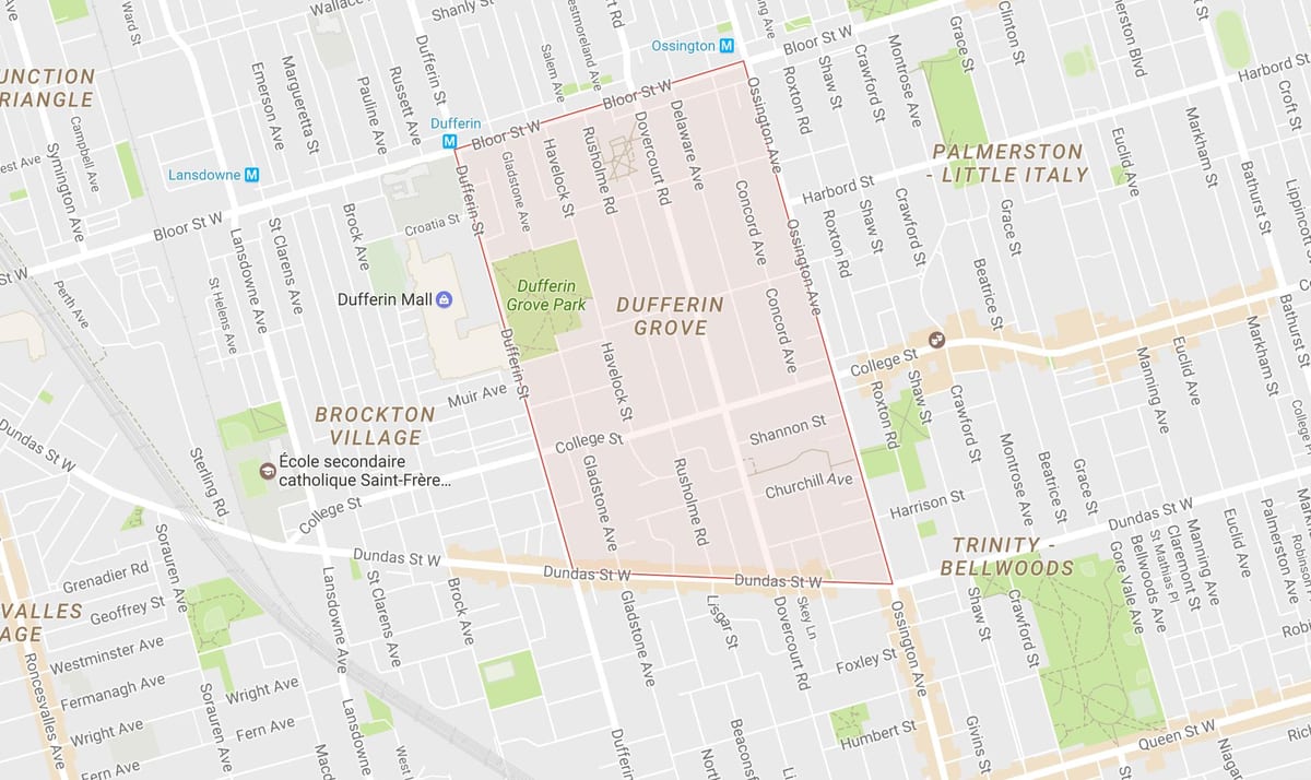 வரைபடம் Dufferin Grove அக்கம் ரொறன்ரோ