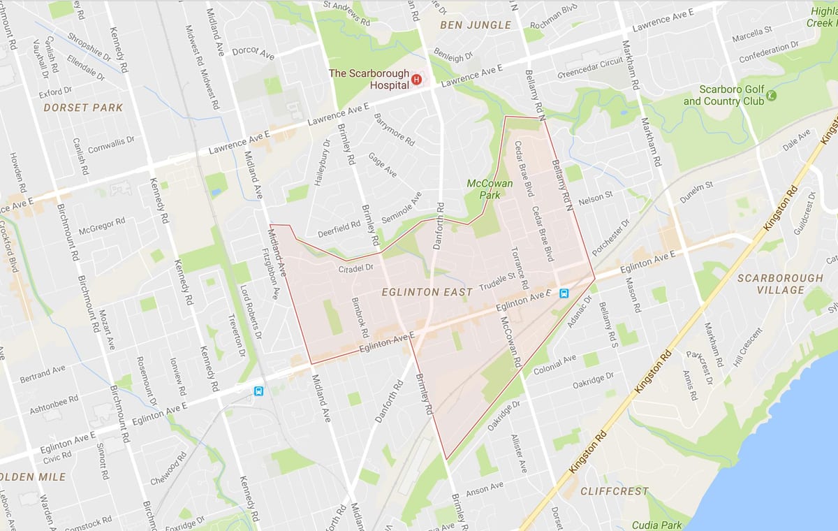 வரைபடம் Eglinton East பகுதியில் ரொறன்ரோ