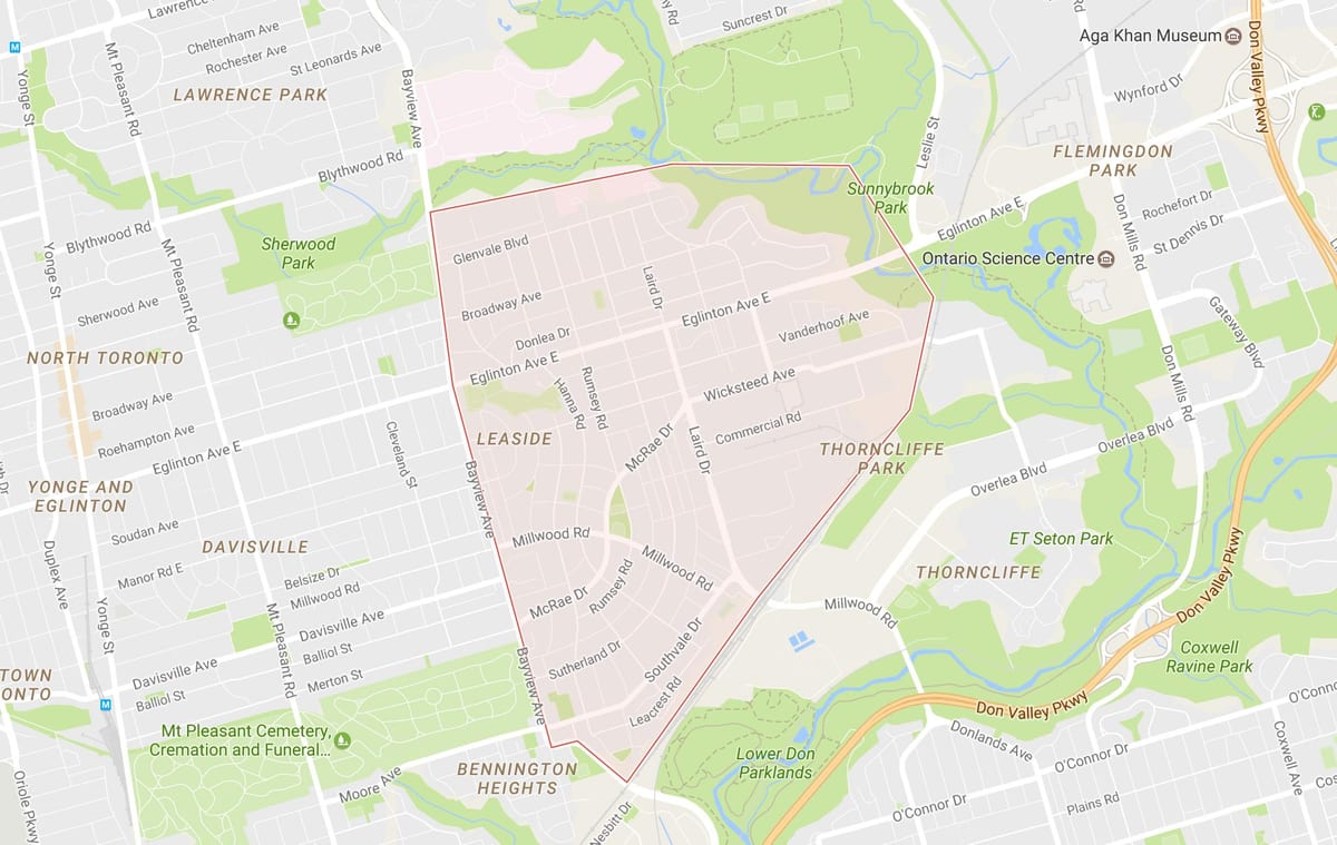 வரைபடம் Leaside அக்கம் ரொறன்ரோ