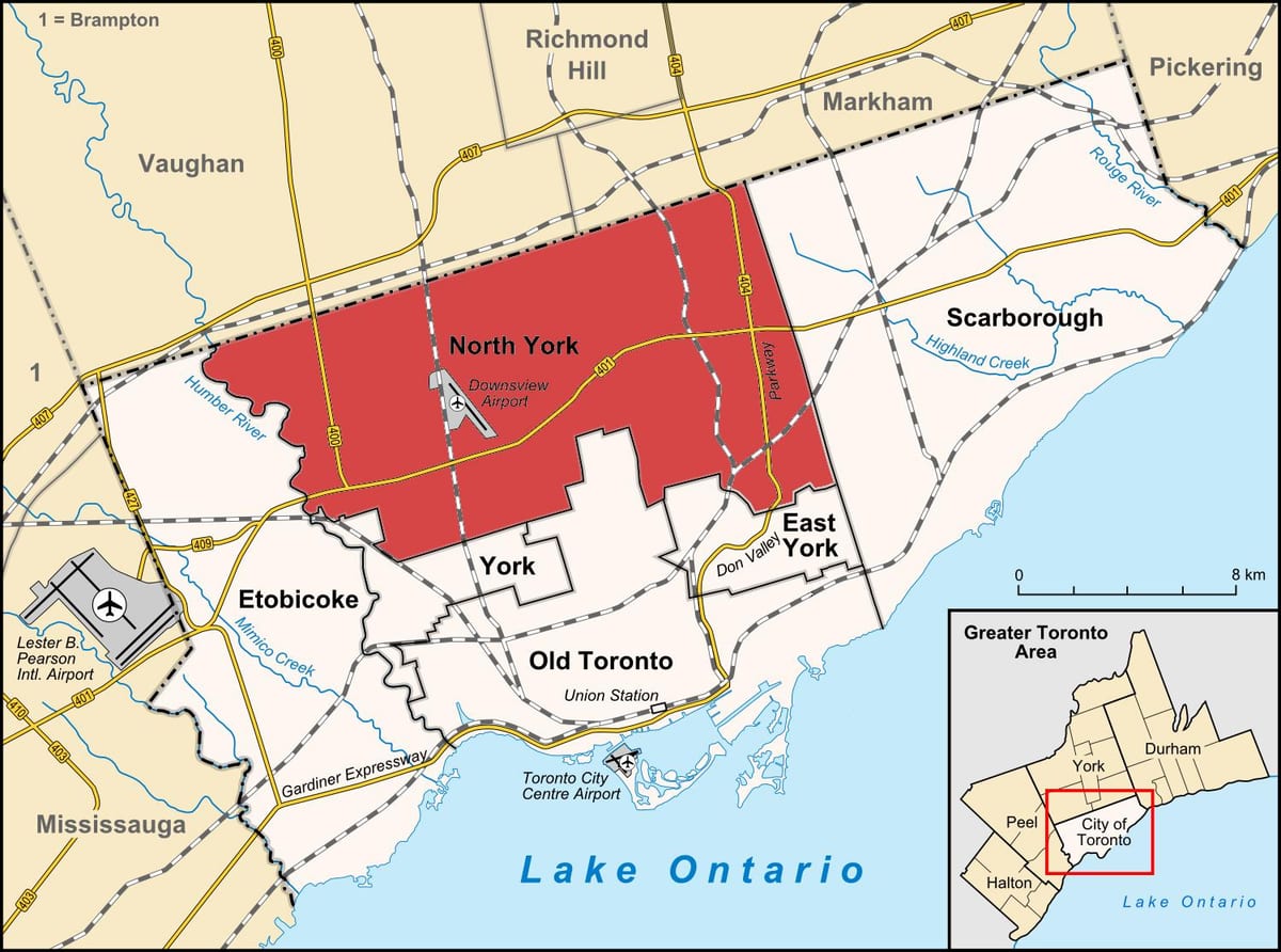 வரைபடம் North York ரொறன்ரோ