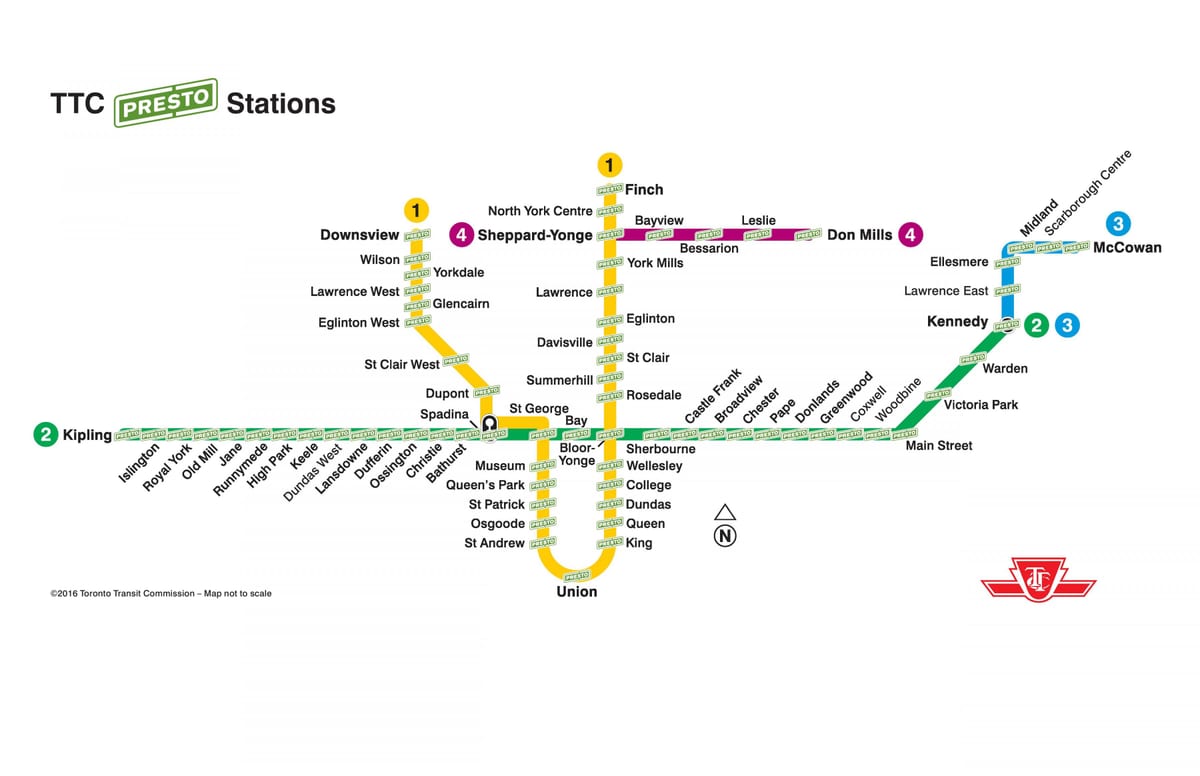 வரைபடம் presto நிலையங்கள் TTC
