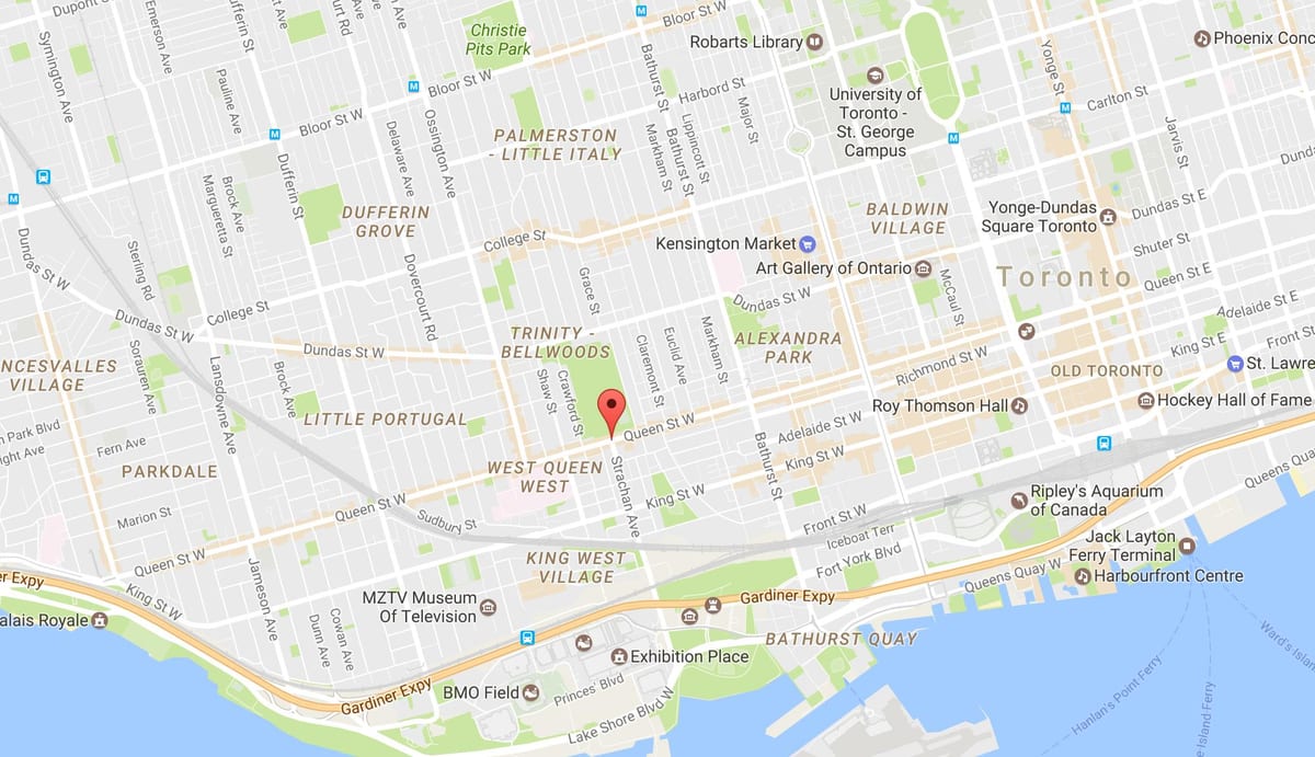 வரைபடம் Queen Street West அக்கம் ரொறன்ரோ