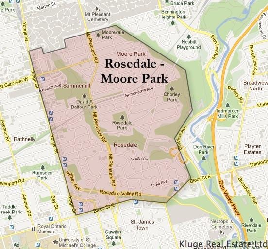 வரைபடம் Rosedale மூர் பூங்கா ரொறன்ரோ