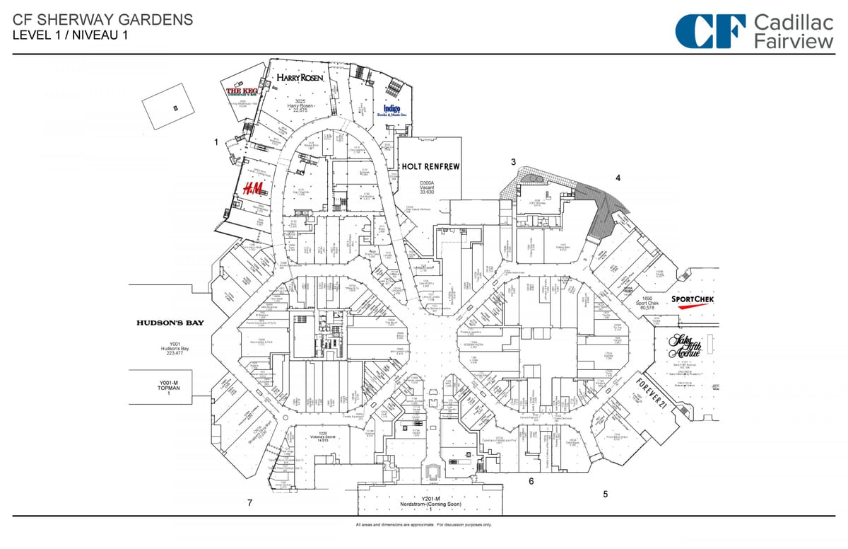 வரைபடம் Sherway தோட்டங்கள் நிலை 1