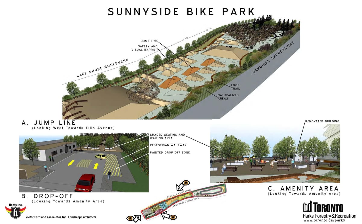 வரைபடம் Sunnyside பைக் பார்க் டொராண்டோ குதிக்க வரி