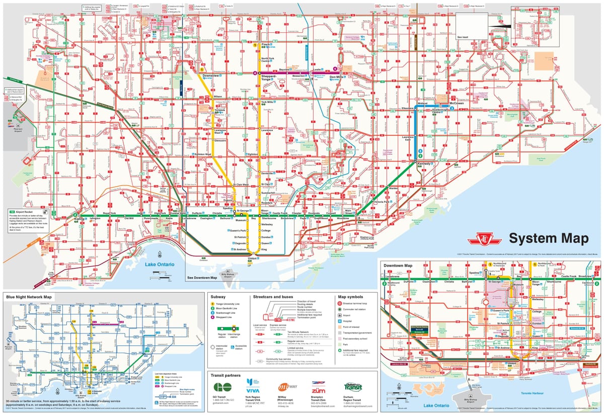 வரைபடம் TTC பேருந்து வழித்தடங்கள்