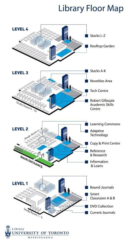வரைபடம் university of Toronto Mississauga நூலகம் நிலை