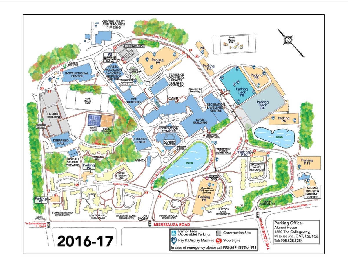 வரைபடம் university of Toronto Mississauga பார்க்கிங்