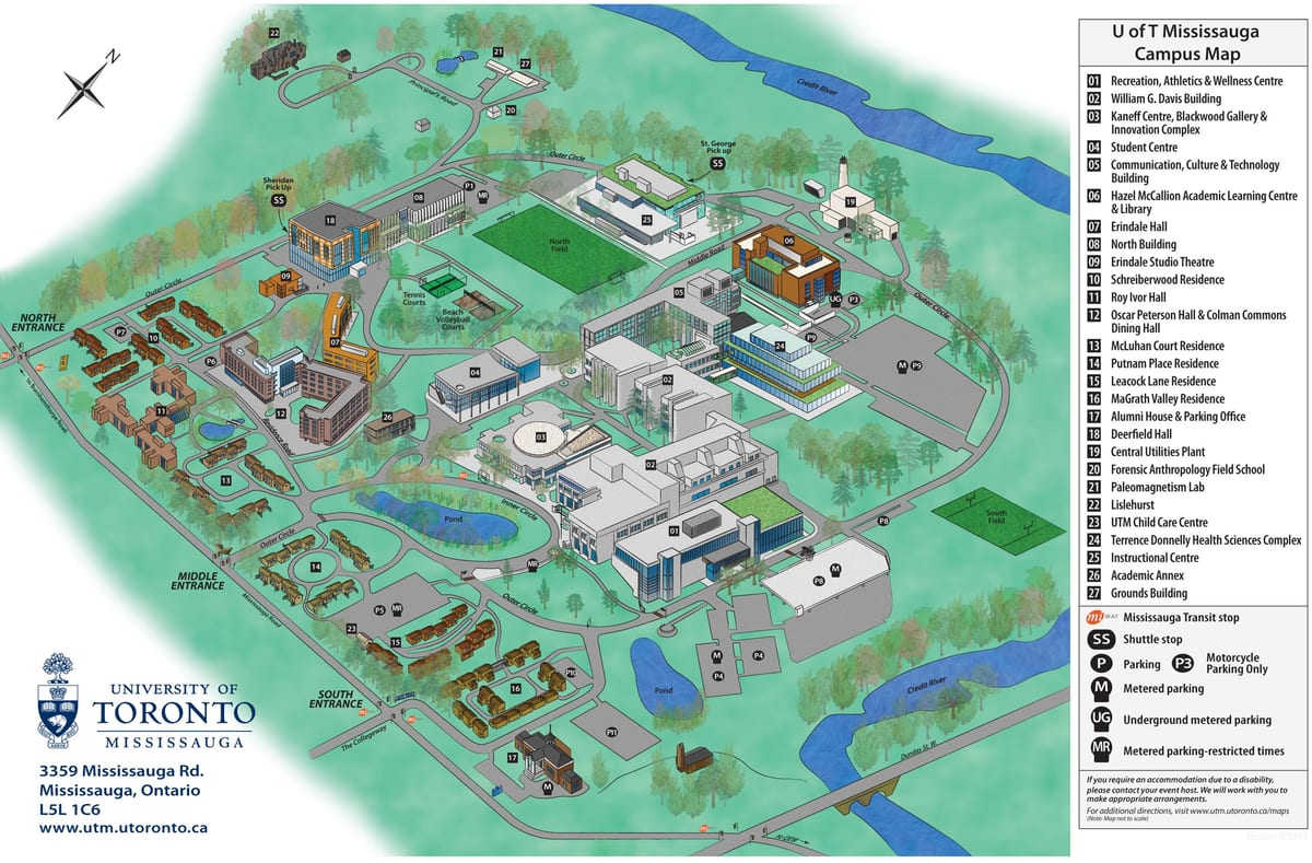 வரைபடம் university of Toronto Mississauga வளாகத்தில்