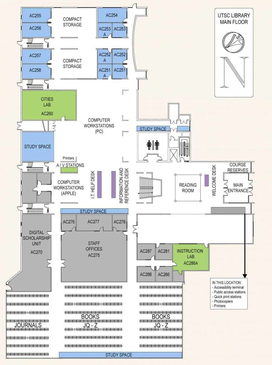 வரைபடம் university of Toronto Scarborough வளாகத்தில் நூலகம் முக்கிய தளம்