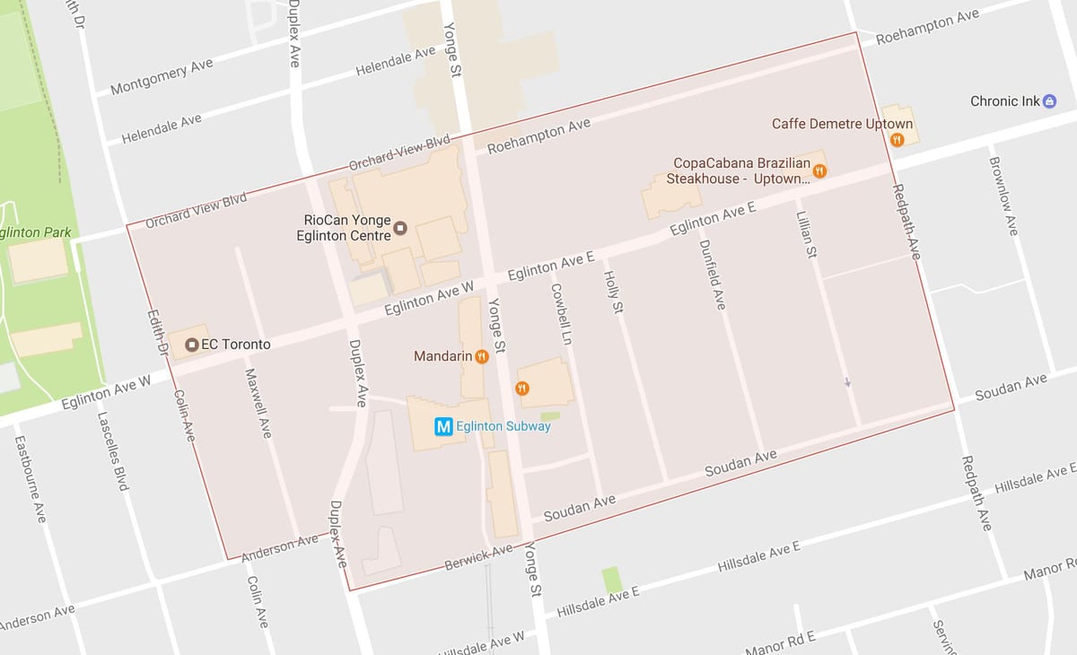 வரைபடம் Yonge and Eglinton அருகில் ரொறன்ரோ