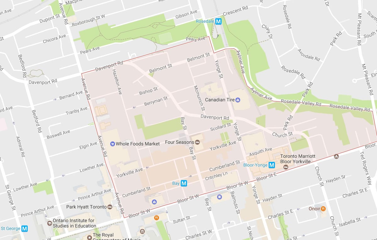 வரைபடம் Yorkville அக்கம் ரொறன்ரோ