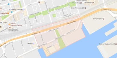 வரைபடத்தை கிழக்கு Bayfront அக்கம் ரொறன்ரோ