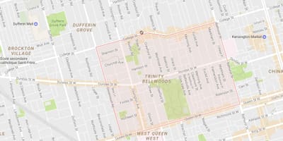 வரைபடம் Trinity–Bellwoods அக்கம் ரொறன்ரோ