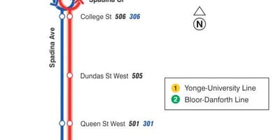 வரைபடம் ட்ராம் வரி 510 Spadina