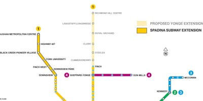 வரைபடம் ரொறன்ரோ சுரங்கப்பாதை நீட்டிப்பு