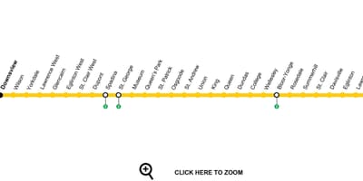 வரைபடம் ரொறன்ரோ சுரங்கப்பாதை வரி 1 Yonge-University