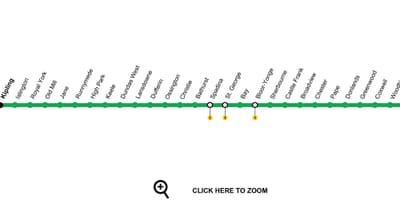 வரைபடம் ரொறன்ரோ சுரங்கப்பாதை வரி 2 Bloor-Danforth