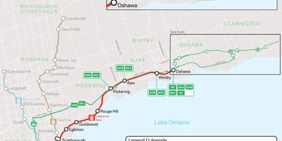 வரைபடம் வரி Lakeshore East செல்ல போக்குவரத்து