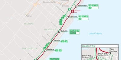 வரைபடம் வரி Lakeshore West செல்ல போக்குவரத்து