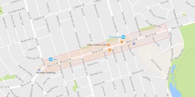வரைபடம் Bloor West Village பகுதியில் ரொறன்ரோ