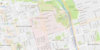 வரைபடம் Cabbagetown அக்கம் ரொறன்ரோ