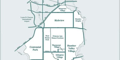 வரைபடம் Etobicoke அக்கம் ரொறன்ரோ