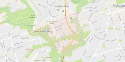 வரைபடம் Flemingdon Park பகுதியில் ரொறன்ரோ