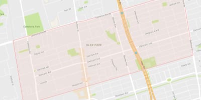 வரைபடம் Glen Park அக்கம் ரொறன்ரோ