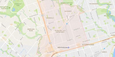 வரைபடம் Islington-சிட்டி சென்டர் மேற்கு அக்கம் ரொறன்ரோ