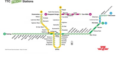 வரைபடம் presto நிலையங்கள் TTC