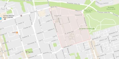 வரைபடம் St. James Town பகுதியில் ரொறன்ரோ