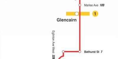 வரைபடம் TTC 14 Glencairn பஸ் பாதை ரொறன்ரோ