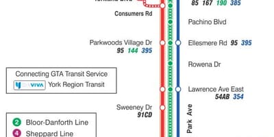 வரைபடம் TTC 24 விக்டோரியா பார்க் பஸ் பாதை ரொறன்ரோ