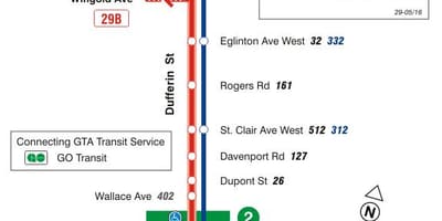 வரைபடம் TTC 29 Dufferin பஸ் பாதை ரொறன்ரோ