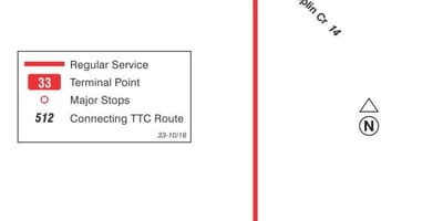 வரைபடம் TTC 33 Forest Hill பஸ் பாதை ரொறன்ரோ
